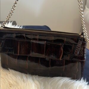 Kate Spade Rich Brown Patent Shoulder Bag with Chain Strap